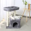 Toys H228CM Cat Tree Toy Condo Cat Climbing Tower Multilayer z Hammock Tower House Meble Zarysowanie stałych drewnianych drewnianych słupek dla kotka