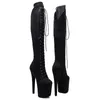 Zapatos de baile Leecabe 20 cm/8 pulgadas Color negro de gamuza Pole Dancing Plataforma de tacón alto