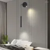 Lampy ścienne Nordic Minimalistyczna salon lampa w tle Lampka Lekka luksusowa lenmodern sypialnia mały wisiorek