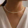 Halsband 4/6/8/10/14mm Vit imitation Pärlhalsband mode pärlstav krage kedja choker halsband för kvinnor trendiga bröllop smycken