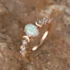 Bande Rainbow White Fire Opal Ring Opal Gold Gold Colore Small Moon Rings for Women Wedding Bands Oval Stone Engagement Gioielli