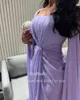 파티 드레스 바프 타페 라벤더 쉬폰 무도회 공식 사우디 아랍어 여성 드레스 긴 기차 특별 행사 나이트 클럽 가운 2024