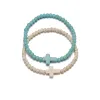 STRANDS Classic Turquoise Cross kralen armband paar elastische touw mode textuur feest sieraden cadeau -polsaccessoires