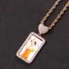 Memory Heart-shaped Small Square Photo Frame Solid Pendant Hip-hop Men's and Women's Necklace Jewelry