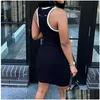 Basic Casual Kleider 2023 Sommer Luxus Essigner Kleid Modebrief gedruckt für Frau Slim Schnell trockener Minirock Amerikanische Damen CL DH7XO