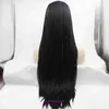 Sivia Hand Woven Three Braid Front Lace Synthetic Fiber Wig Black Doll Hair Headband