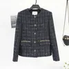 Damenjacken Französisch Plaid Tweed Coat Luxus schwarz Gold Spitze Lose lockere Basis Langarm Chic hochwertiger kleiner Duft