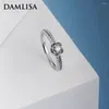 Pierścienie klastra Damlisa Real Moissanite Diamond Lotus Pierścień kwiatowy 0,1ct 3 mm ślub dla kobiet 925 Srebrna biżuteria