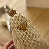 Triangle Crochet Shoulder Bags Fashion Designer Straw Bags Uniqueness and Modernity Removable print woven tape shoulder strap with Summery Allure Sizes 26*13CM