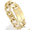 Chaîne Luxury Golden 14K Bracelet croisé en or jaune pour hommes Bracelets pour hommes cubains de 20 mm