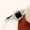 Band Huitan Creative Black CZ Stone Wedding Rings for Women 2023 Ny utsökta kvinnliga fingrar Fancy Fancy Presentuttalande smycken
