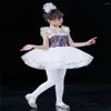 Perfection de ballet de paillettes coloré pour enfants robe de danse de danse de la fille de la fille Rainbow Tutu Jupe blanche princesse blanche