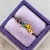 Groupes huitan nouveaux anneaux de mode pour femmes géométriques colorées colorées zirconia luxe anneaux femelles