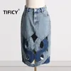 Женские джинсы Tificy Design Denim Half Jean Юбка Осень Персонализированные Повседневные Комфортные юбки