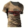 T-shirts vintage pour hommes 3d imprimé américain motif top top à manches courtes surdimensionnées hip hop o cou coton t-shirts masculins vêtements 240412