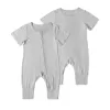 Enstycken 018m nyfödd baby jumpsuit bambu fiber baby pojke tjej kläder sommar kort ärm baby blixtlås romer mjuk nyfödda onesies