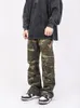 American Retro Loose Straight Camo Pants Herr- och kvinnors modemärke Overaller Mäns vår- och höstbyxor Mäns Zpockets byxor