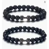 Strands Pulsera de piedra volcánica natural hombres Black mate lave beads encanto mancobbell yoga energía pulseras para mujeres joyas de fitness