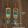 Dangle Chandelier Attractive Fashion Square Women Gold Color Blue Stone Drop Earrings Party Jewelry Gifts H240423