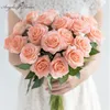 11 pezzi/lotto fiori artificiali rosa freschi Real Touch Rose Floral Home Decorazioni per regali di compleanno per feste di nozze 240416