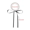 Clips Long Ribbon Bow Tie Choker Necklace Pearl Beads Collar Necklace Fashion Jewelry