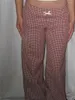 Damesbroek vintage plaid print vrouwen casual losse boog patchwork wide been broek vrouwelijk 2024 zomermode uitgaande lady streetwear