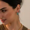 Örhängen mode runda pärlor hoop örhängen för kvinnor trendiga geometriska cirkel gröna stenörhängen huggies smycken 2022 ny