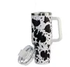 US Stock 40oz roestvrijstalen tuimelaars Cups met deksels en stro cheetah dieren koe print luipaard warmte reisauto mokken grote capaciteit water flessen g0424 0430