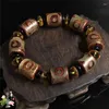 Länkarmband jade xizang agat tre nio ögon original sten himmelpärlor hand sträng buddha hink armband tillbehör skulptur