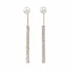 Dangle Chandelier Corea Long Tassel Pearl Pendientes colgantes para mujeres Luxury Luxury Rhinestone Gold Color Pendientes de la fiesta de bodas Joyas D240323