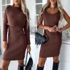 Werkjurken elegant temperament slank feest outfits herfst vintage gebreide tweedelig set dames o-neck lange mouwen top en slingerjurk