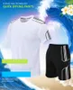 Mens sports set fitness set running equipment morning running set summer quick drying short sleeved T-shirtshorts 240408