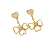 Boucles d'oreilles de style classique de qualité supérieure Feme 925 argent sterling plaqué 18k rose or rouge jade moelle blanc fritillaria quatre coeur