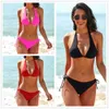 Ny baddräkt strap stil bikini split body sexig fast färg baddräkt sand bikini