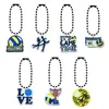 Keychains Lanyards Cartoon Keychain Bead Blue Charm Key Ring Hanging Chain Jewelry Accessories For Bags Girls Bracelet Shoes Drop Deli Otqka