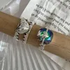 Cluster ringen trendy dubbele gelaagde hart persoonlijkheid kleurrijke steen zilveren kleur verstelbaar voor vrouwen feest sieraden accessoires geschenken