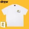 Drew Mango Trendy Brand Short Sleeved Shirt Smiling Face Cat Printed T Shirt Pure Cotton High Street Loose Men S Sleeves