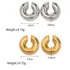 Boucles d'oreilles en acier inoxydable épais cylindrique creux d'oreille à oreille pour femmes 18k Pvd Gold Placage étanche à la mode bijoux de mode de mode bijoux