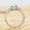 Cluster Rings 3 Pieces/Set Women's Turquoise Delicate Moissanite Engagement Wedding Anniversary Birthday Christmas Gift Jewelry