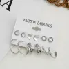 Earrings Silver Color Butterfly Earrings Set For Woman Girls Vintage Snake Geometric Twist Hoop Earrings 2022 Trendy Jewelry Gifts