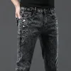 Vintage Moda Erkek Tasarımcı Kot Pantolon Yıkama Kore Streç Pantolon Erkek Klasik İnce Denim Pantolon 240418