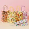 Gift Wrap 5PCS Cartoon Paper Bags DIY Baking Candy Cookies Packing Bag Bussiness Favor Handle Wedding Party Birthday Supplies