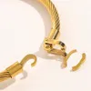 Hot Classic Women Brand Letter Bangle Designer Armband 18K Gold rostfritt stål Faux Leather Crystal Armband gåvor Armband manschett mode bröllop smycken