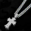 Nieuw kleurrijke diamantpatroon Cross ketting Hip Hop Fashion veelzijdige trui -ketting