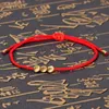 Charm Bracelets 2024 Chinese Lucky Buddhism Red String Wax Thread Wrist Bracelet Friendship Copper Beads Unique Gift Jewelry