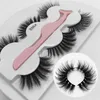 3pairs/مجموعة رموش زائفة زائفة Wispy Faux Mink Lashes Fluffy Handmade Fake Fake Make Looks Natural Lashes مع أداة ملقطات