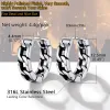 Earrings Starlord Stainless Steel Cuban Chain Link Hoop Earring Black Gold Color Simple Stylish Unsex Daily Jewelry