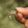 Группы Zakol Creative Water Drop Circon Finger Ring для женщин Регулируемые открытые обручальные кольца украшения