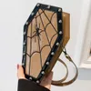 Gotisk rolig kista formad handväska kvinnor läder liten axel väska fyrkantig crossbody väska retro halloween fest presentkoppling