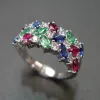 Bands Huitan Nouvelles femmes anneaux avec des bandes de fiançailles de mariage bleu / vert / rouge / blanc / blanc